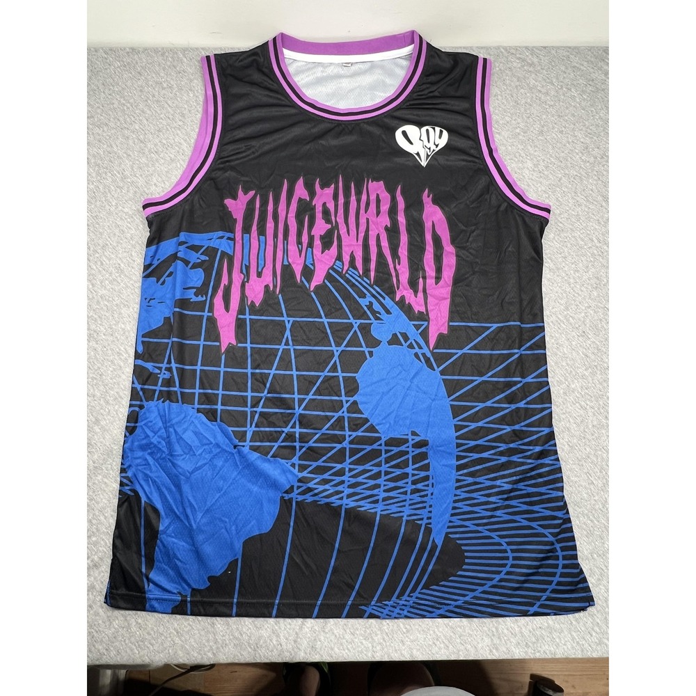 Juice WRLD Shirt Mens 2XL Black Purple 999 Globe Graphic Rap Tank Jersey
